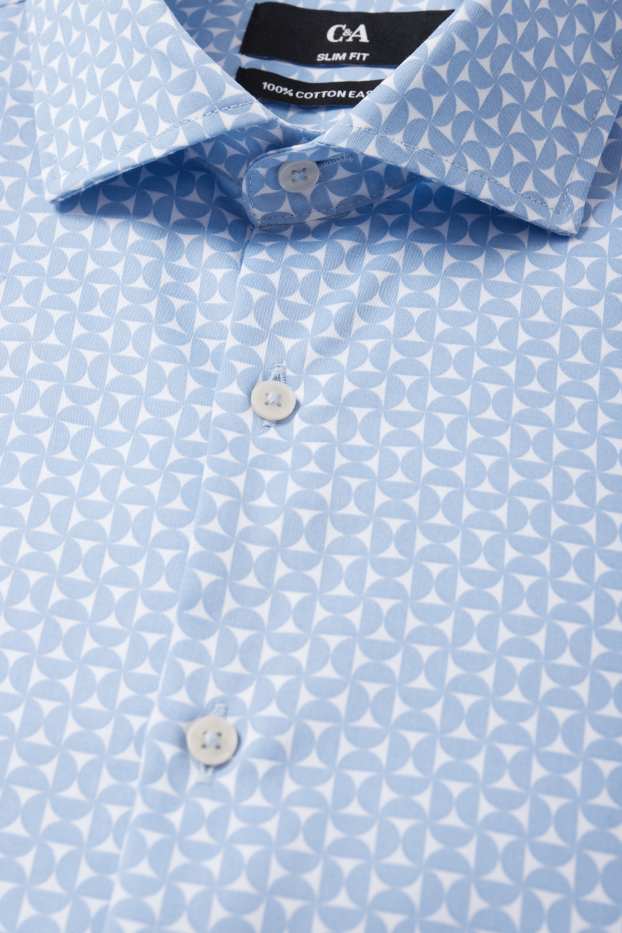 Bărbați - Cămașă office - slim fit - guler italian - ușor de călcat - cu model - albastru deschis