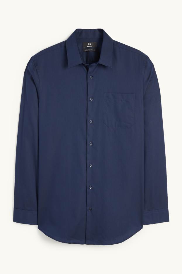 Home - Camisa formal - regular fit - Kent - fàcil de planxar - blau fosc