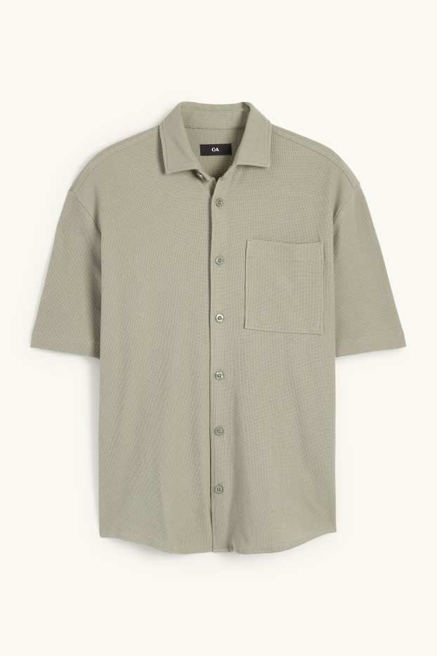 Herren - Hemd - Relaxed Fit - Kent - strukturiert - grün