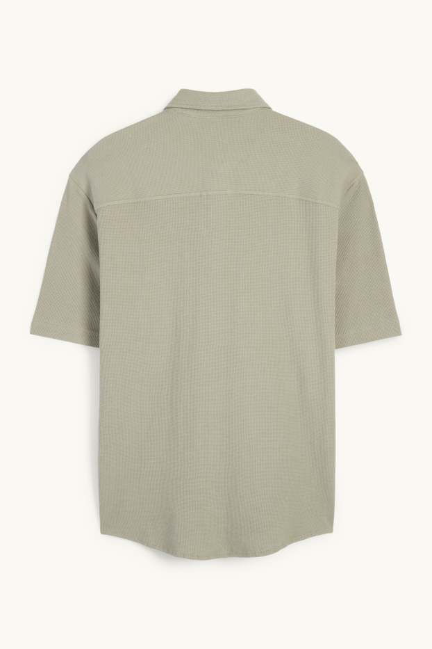 Herren - Hemd - Relaxed Fit - Kent - strukturiert - grün