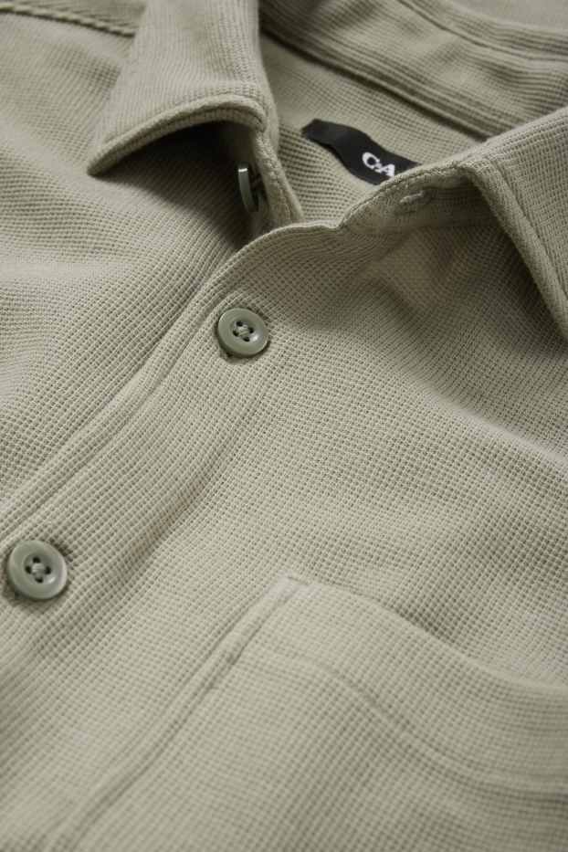 Herren - Hemd - Relaxed Fit - Kent - strukturiert - grün