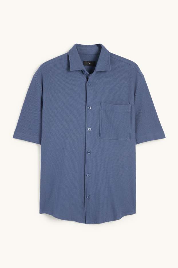 Herren - Hemd - Relaxed Fit - Kent - strukturiert - blau