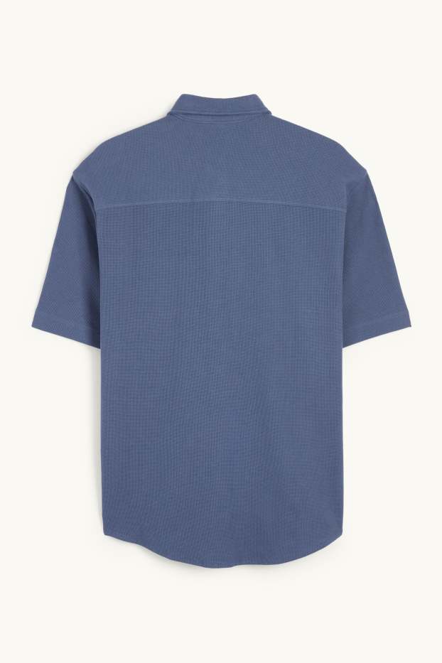 Herren - Hemd - Relaxed Fit - Kent - strukturiert - blau