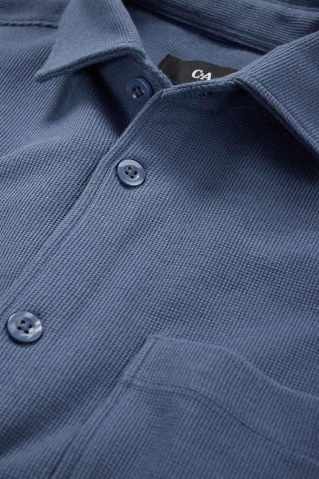 Herren - Hemd - Relaxed Fit - Kent - strukturiert - blau