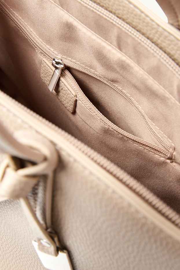 Damen - Shopper - Lederimitat - hellbeige