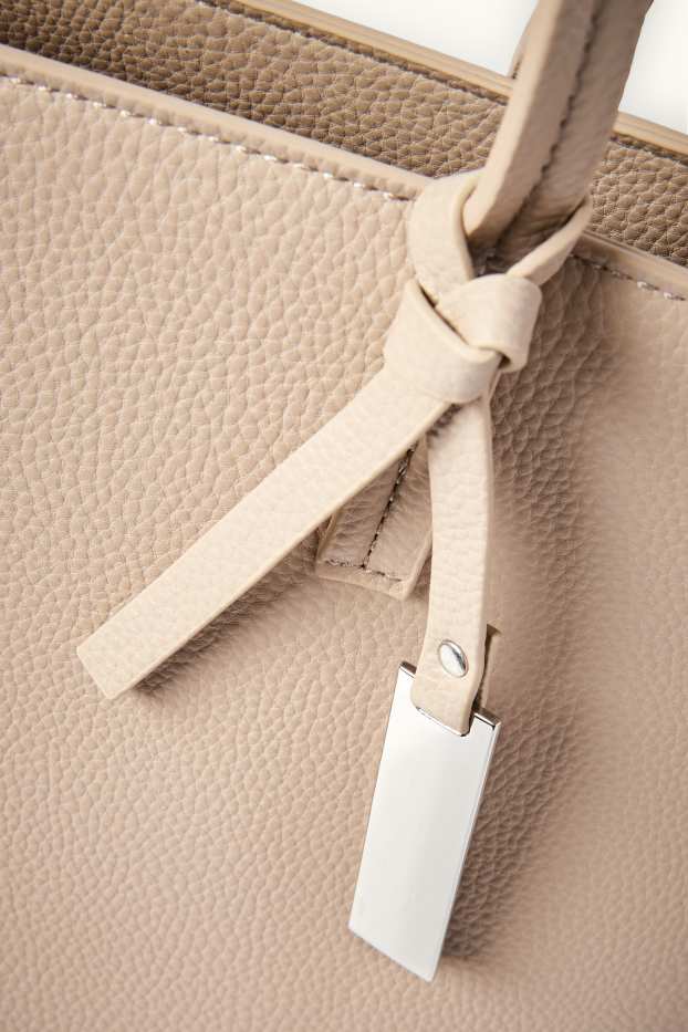 Damen - Shopper - Lederimitat - hellbeige