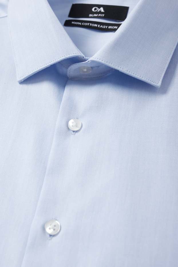 Men - Business shirt - slim fit - cutaway collar - easy-iron - light blue