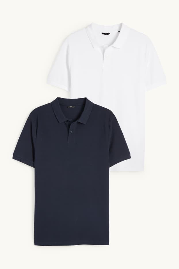 Hommes - Lot de 2 - polos - bleu foncé