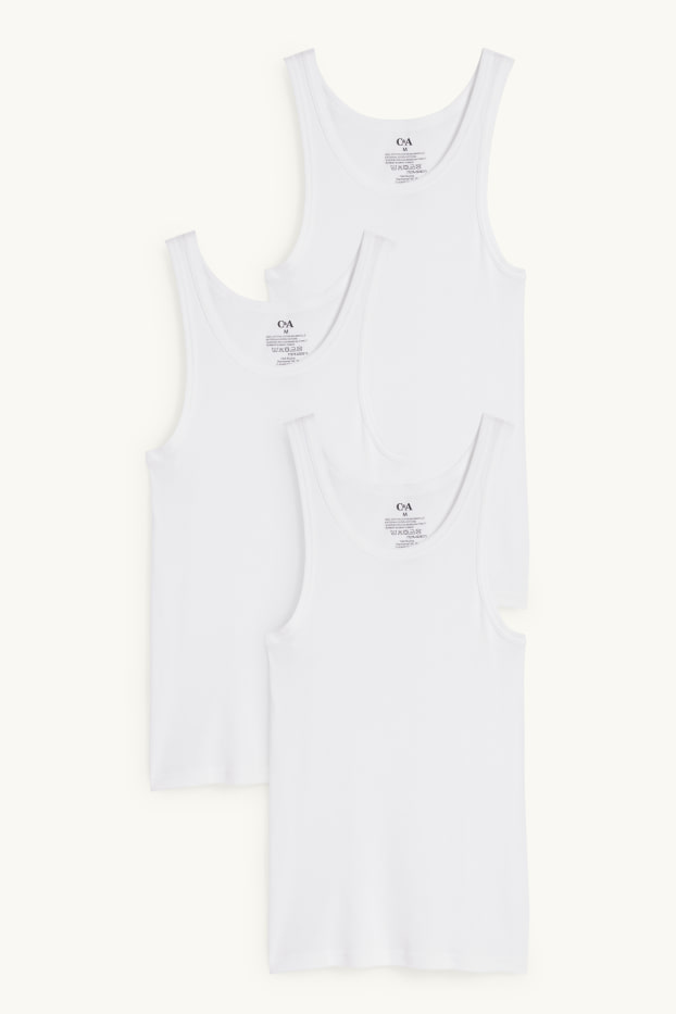 Bărbați - Multipack 3 buc. - maiou - reiat fin - fără cusături - alb