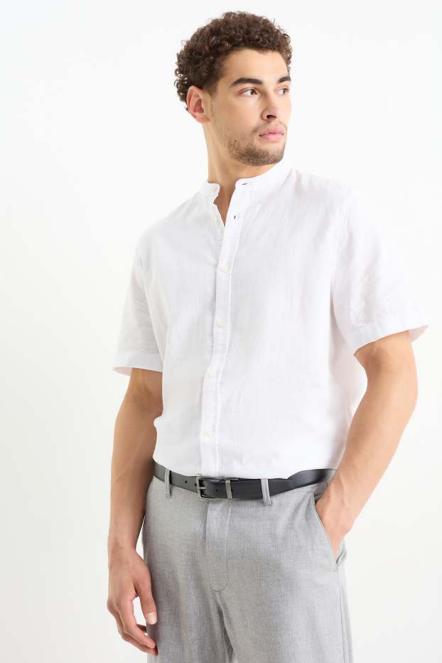 Bărbați - Curea reversibilă - imitație de piele - albastru închis