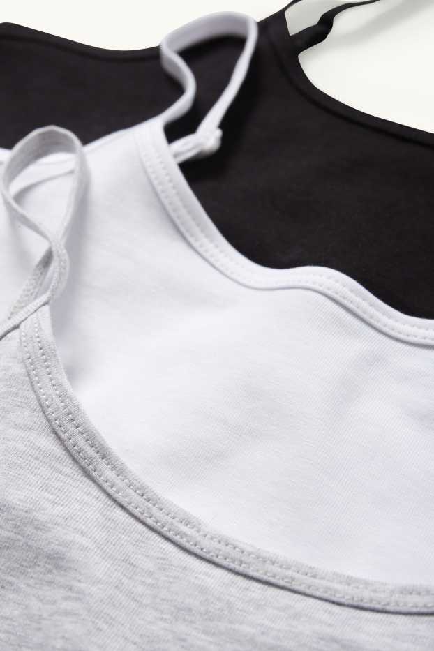 Enfants filles - Lot de 3 - brassières - gris clair chiné