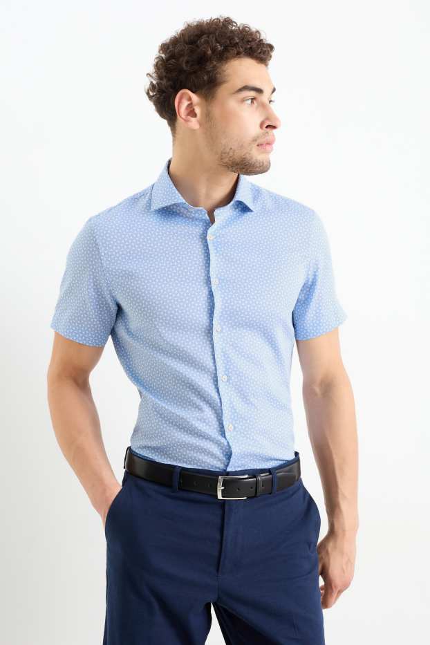 Bărbați - Cămașă office - slim fit - guler italian - ușor de călcat - cu model - albastru deschis