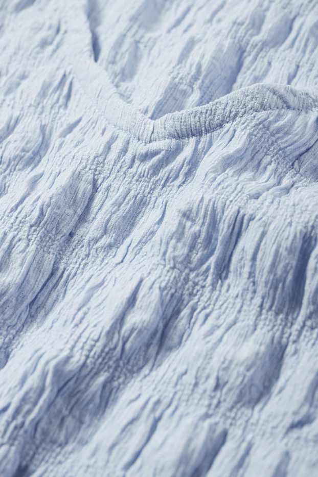 Donna - Top con scollo a V - tramato - azzurro