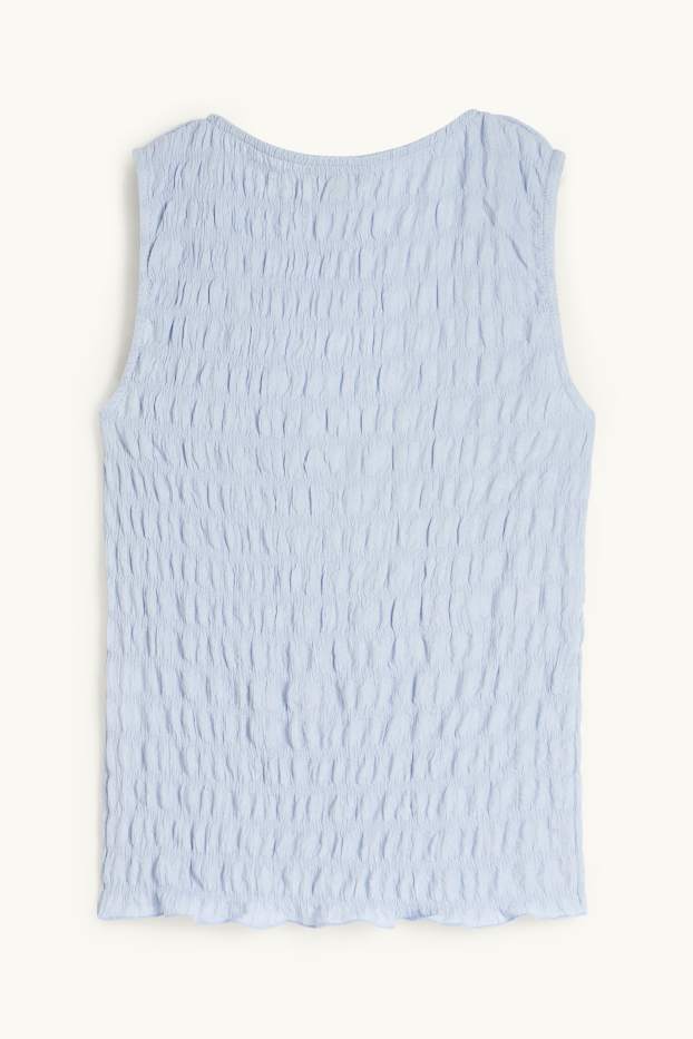 Donna - Top con scollo a V - tramato - azzurro
