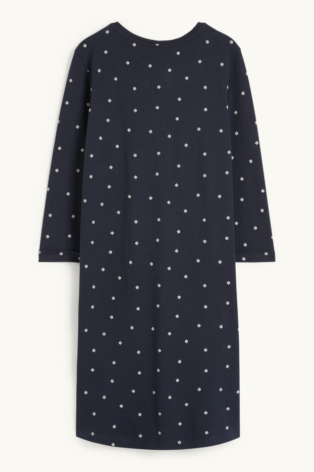 Femmes - Chemise de nuit - à fleurs - bleu foncé