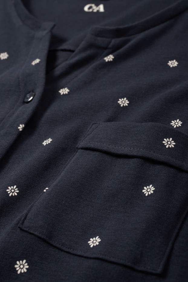 Femmes - Chemise de nuit - à fleurs - bleu foncé