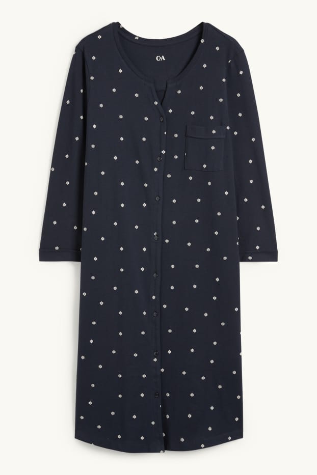 Femmes - Chemise de nuit - à fleurs - bleu foncé