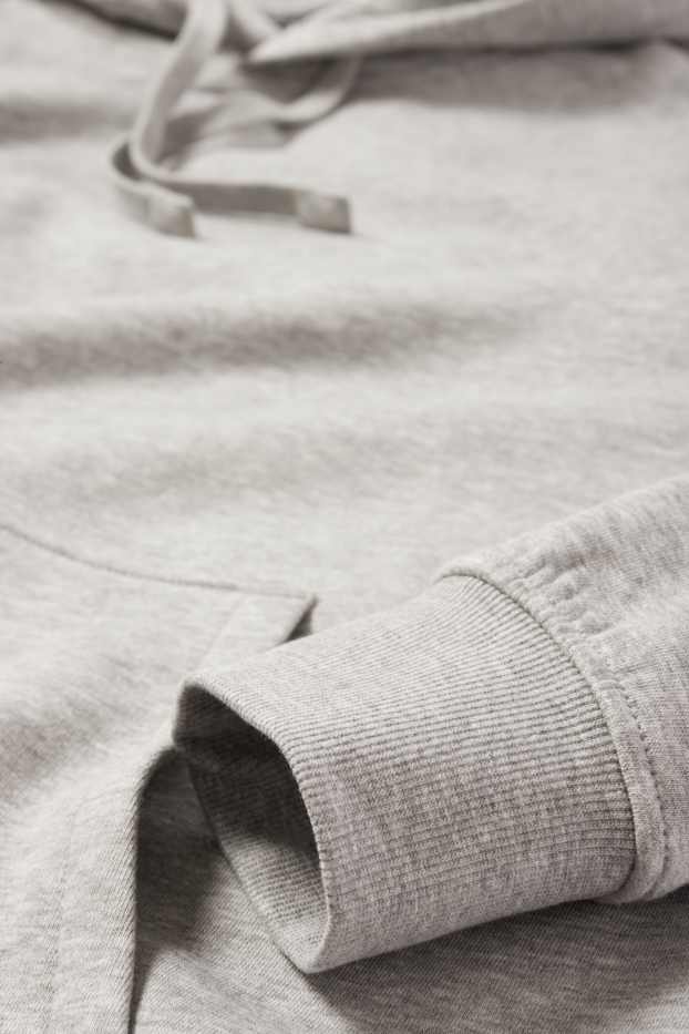 Pánské - Mikina s kapucí - šedá-žíhaná