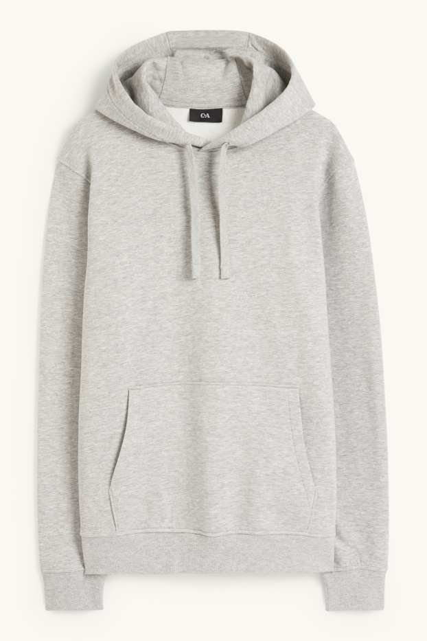 Pánské - Mikina s kapucí - šedá-žíhaná