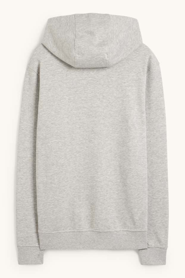 Pánské - Mikina s kapucí - šedá-žíhaná