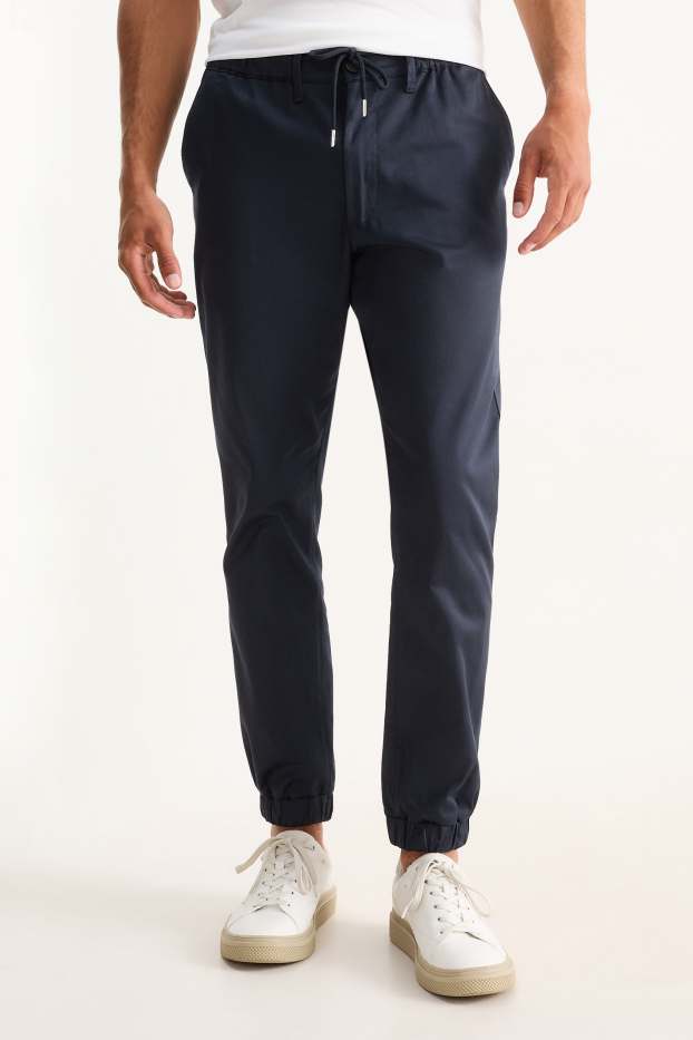 Hommes - Pantalon de jogging - tapered fit - bleu foncé
