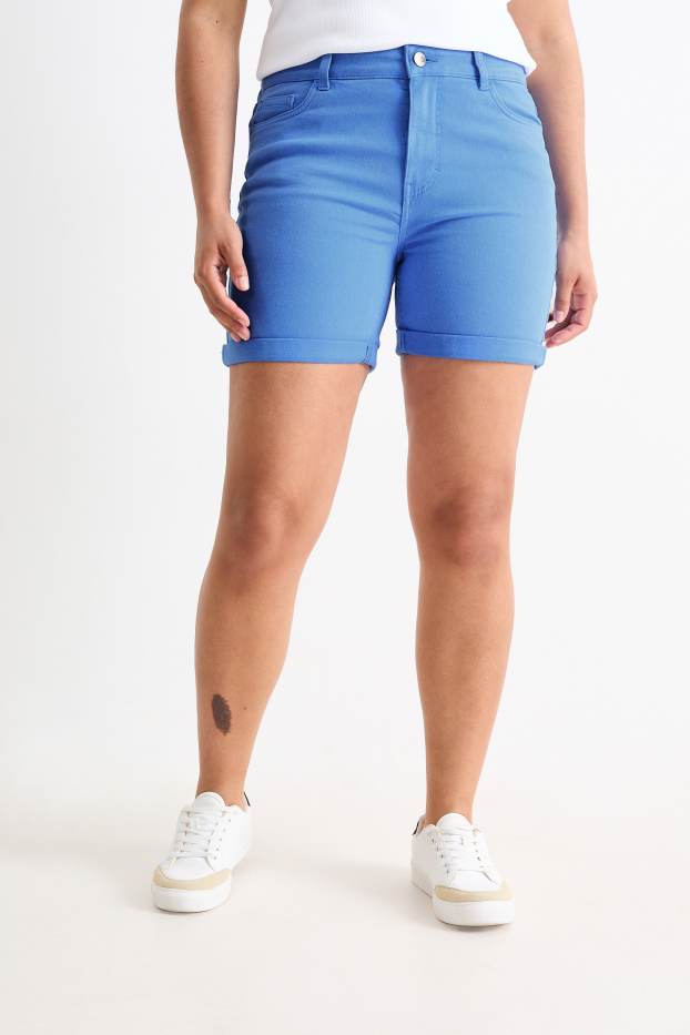 Dámské - Šortky - high waist - modrá