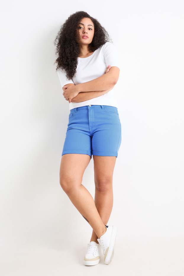 Dámské - Šortky - high waist - modrá