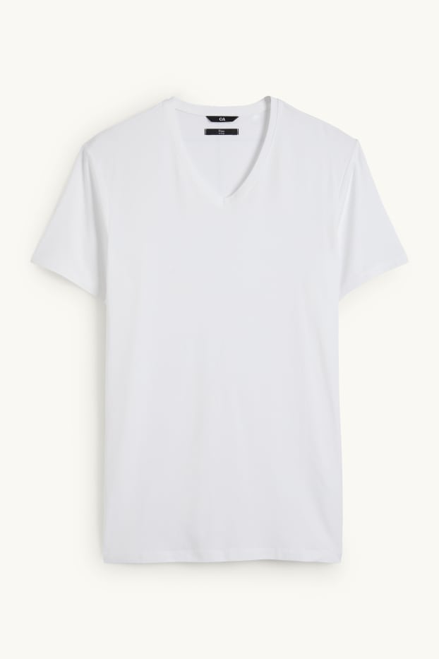 Herren - T-Shirt - Slim Fit - Flex - weiß
