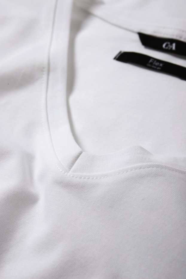 Herren - T-Shirt - Slim Fit - Flex - weiß