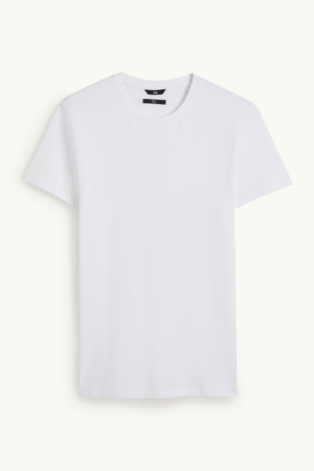 Herren - T-Shirt - Slim Fit - Flex - weiß