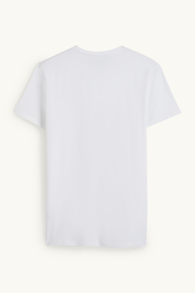 Herren - T-Shirt - Slim Fit - Flex - weiß
