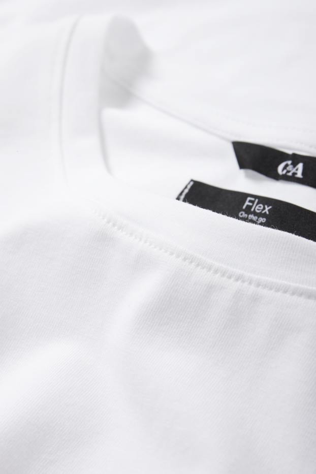 Herren - T-Shirt - Slim Fit - Flex - weiß