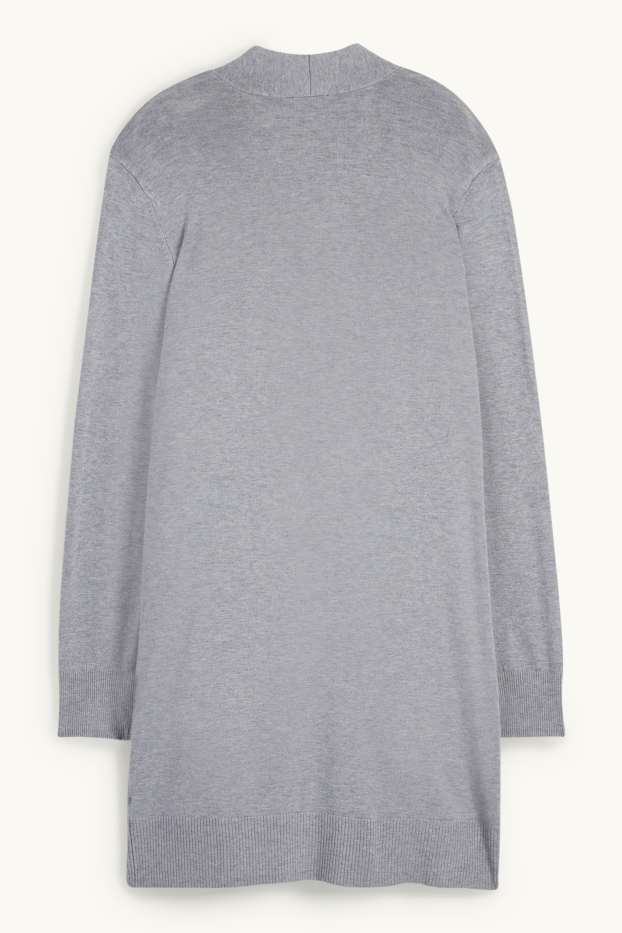 Damen - Lange Strickjacke - grau
