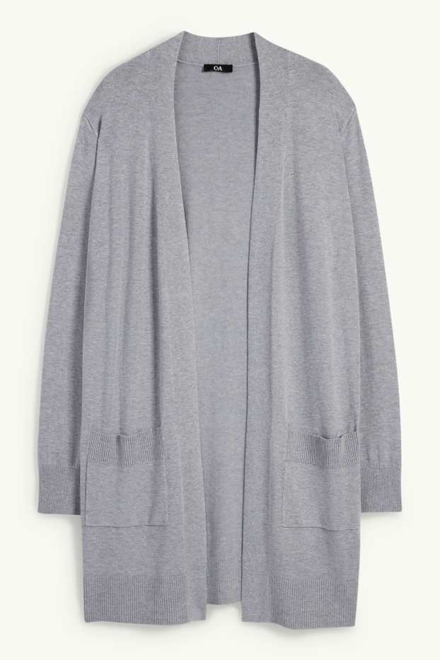 Damen - Lange Strickjacke - grau
