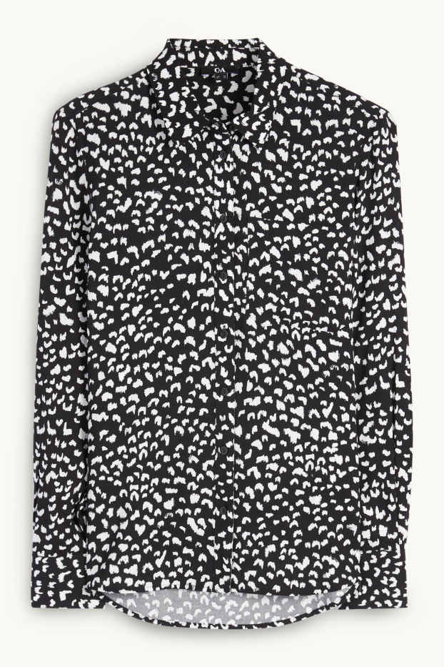 Dames - Blouse - met patroon - zwart