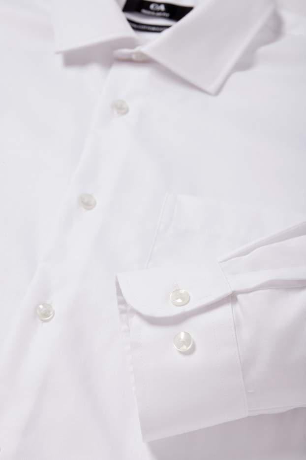 Hommes - Chemise de bureau - regular fit - col kent - facile à repasser - blanc