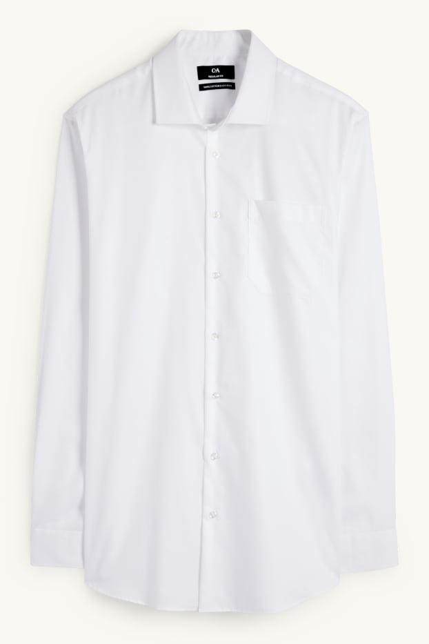 Hommes - Chemise de bureau - regular fit - col kent - facile à repasser - blanc