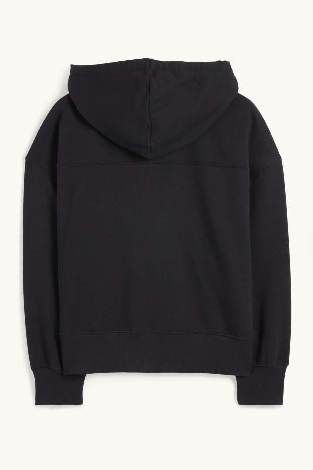 Damen - Basic-Sweatjacke mit Kapuze - schwarz