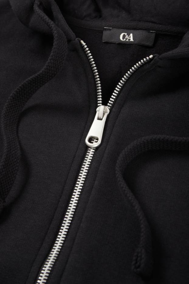 Damen - Basic-Sweatjacke mit Kapuze - schwarz