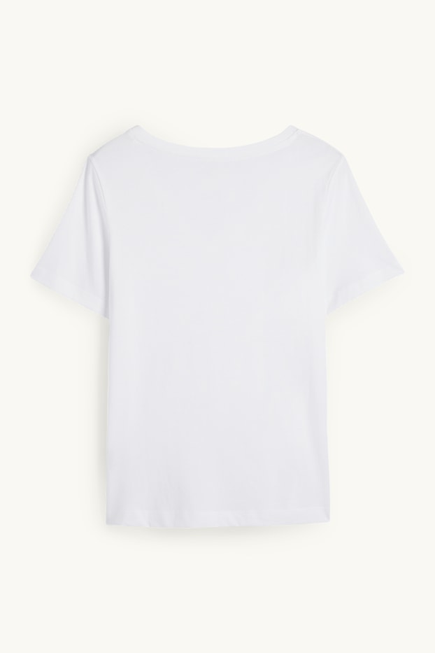 Dames - T-shirt met V-hals - regular fit - wit