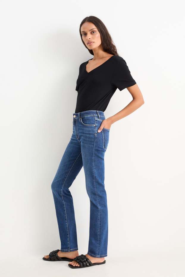 Femmes - Jean coupe droite - mid waist - LYCRA® - jean bleu