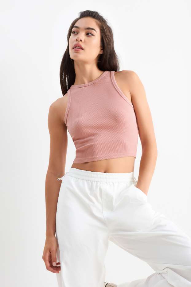 Women - Cropped top - dark rose