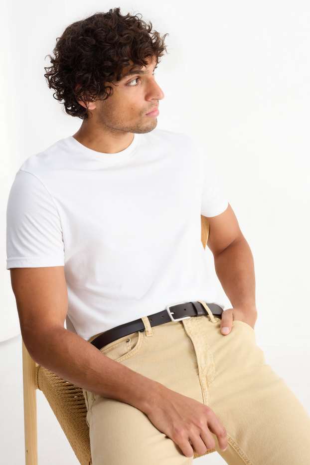 Uomo - Cintura di pelle - marrone scuro