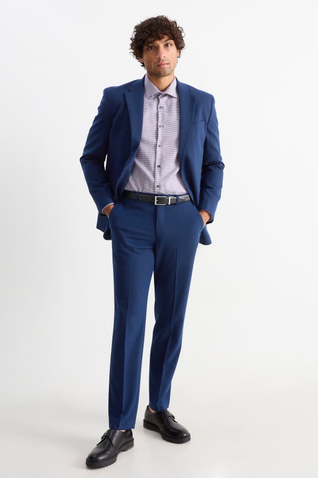 Hommes - Pantalon de costume - regular fit - Flex - 4 Way Stretch - bleu foncé