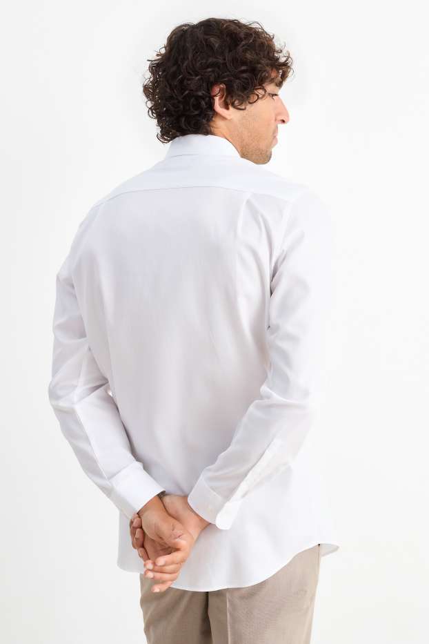 Hommes - Chemise de bureau - regular fit - col kent - facile à repasser - blanc