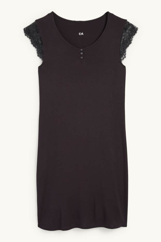 Dámské - Viskózová noční košile - černá