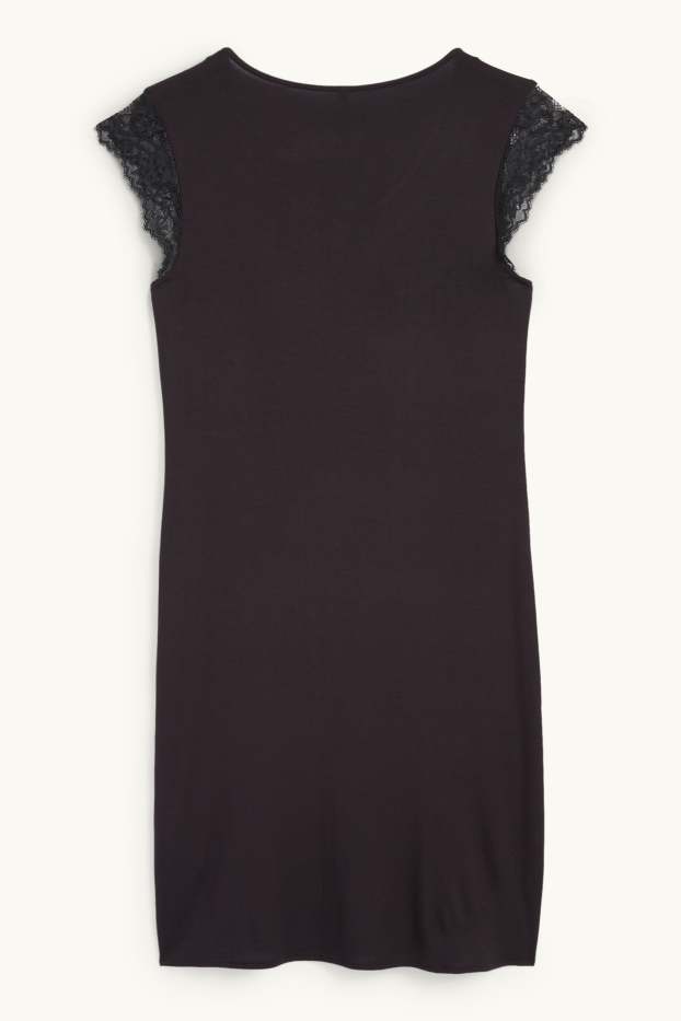 Dámské - Viskózová noční košile - černá