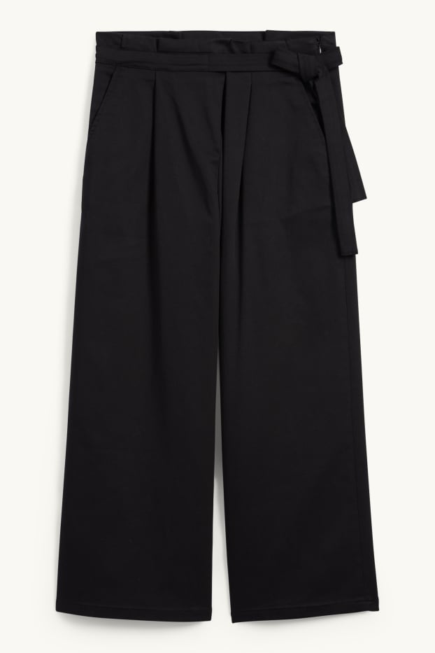 Dames - Pantalon - high waist - wide leg - zwart
