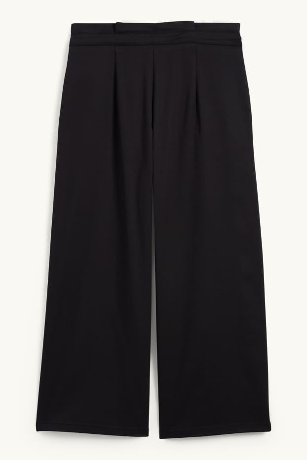 Dames - Pantalon - high waist - wide leg - zwart