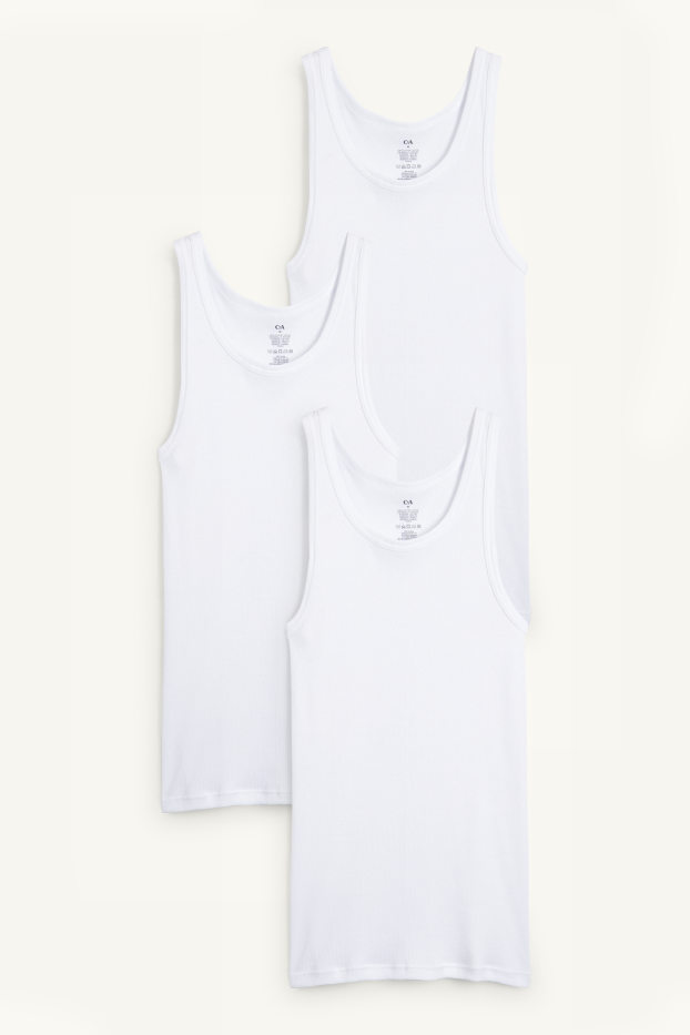 Home - Paquet de 3 - samarreta interior - canalé doble - blanc